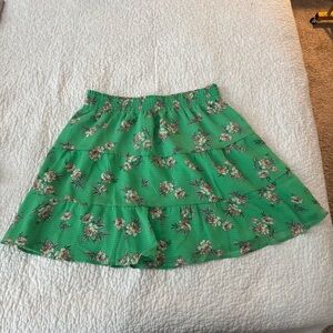 NWT LOFT Green Floral Midi Skirt